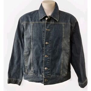 Structure Jean Jacket Men's Adult Size XL Silver Button Down Pockets Blue Collar